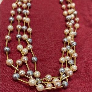 Elegant Multi-Color Faux Pearl Necklace SOLD
